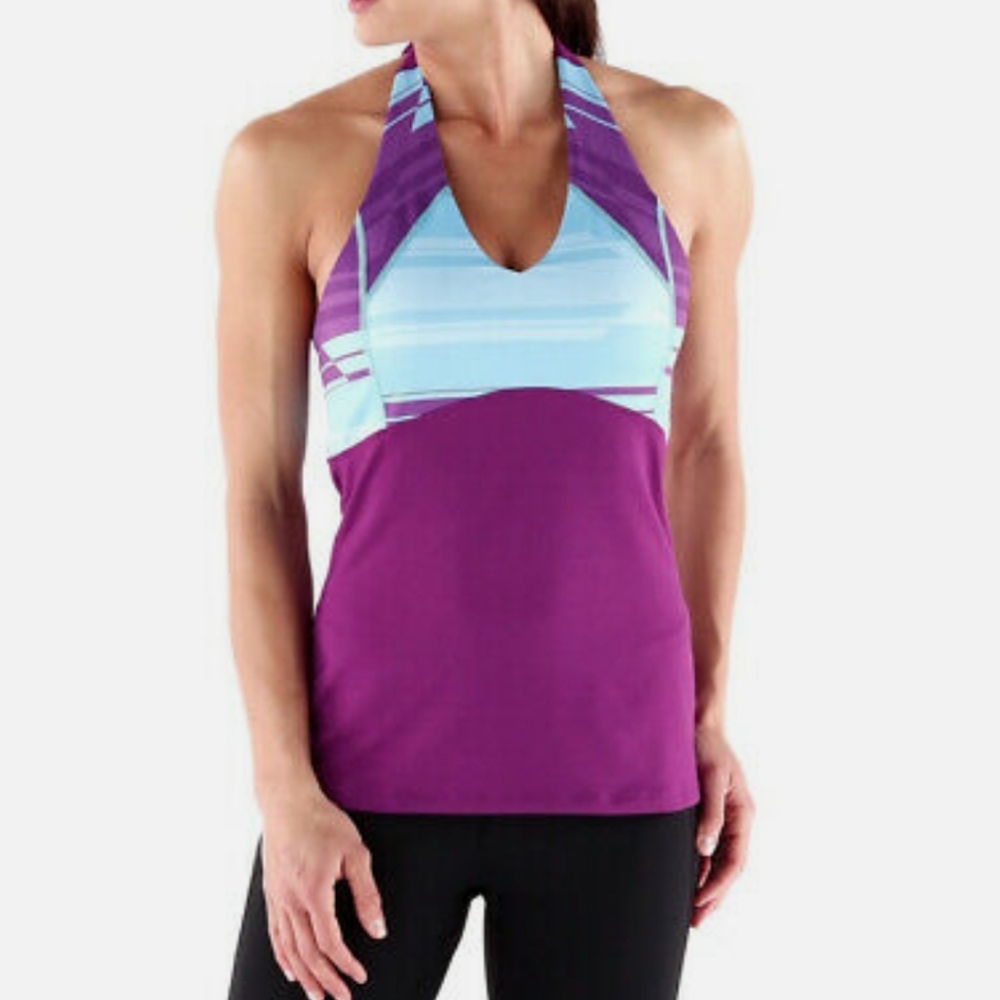 Womens Mountain Hardwear "Butter" Halter Stretch Printed Tank Top Tee